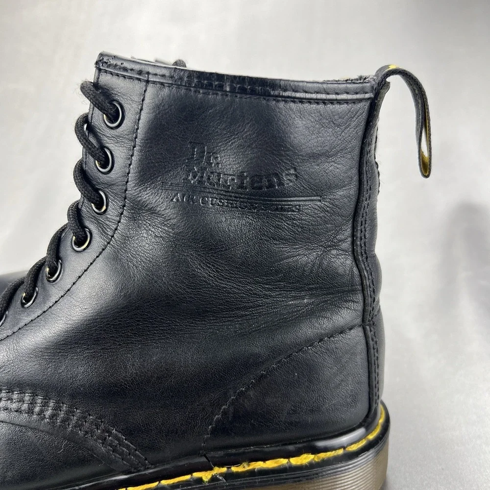 Vtg Dr. Martens Combat Black Leather Boots Made In England * UK 6 / US 7 / EU 39 - Picture 7 of 17